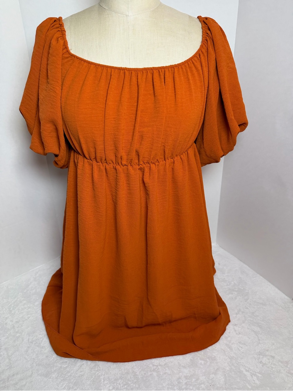 Women’s Puff Sleeve Peasant Top - Rust Orange